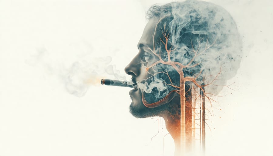 Conceptual diagram showing how vaping affects the respiratory system